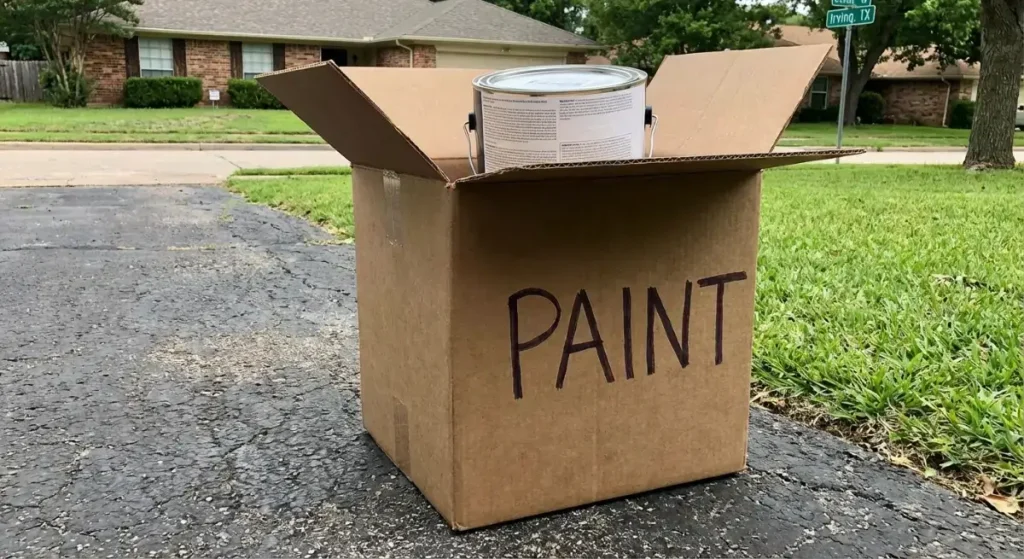Correct curbside labeling and placement for Irving Special Waste paint collection