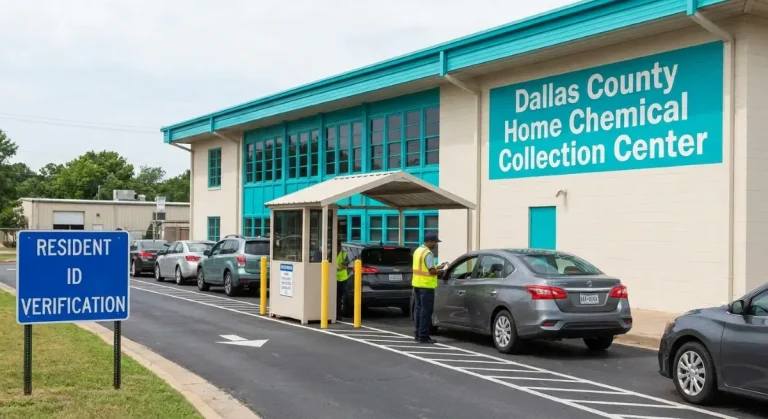 Dallas County Home Chemical Collection Center entrance on Plano Road for residential paint and chemical disposal.