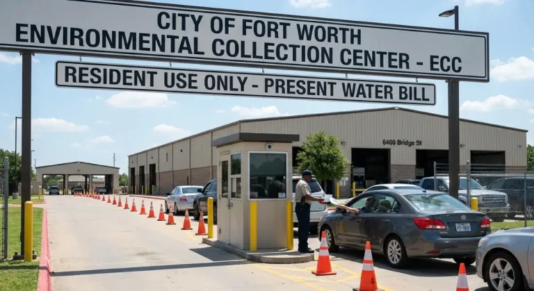 Entrance to the Fort Worth Environmental Collection Center on Bridge Street for residential paint and hazardous waste disposal.