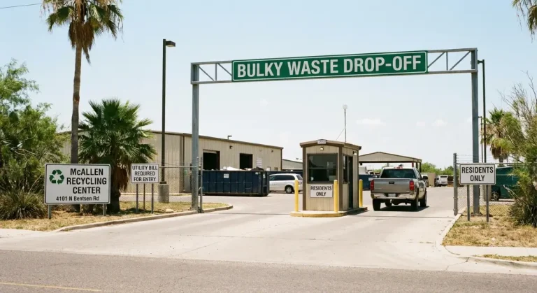Entrance to the McAllen Recycling Center for residential paint and bulky waste drop-off.