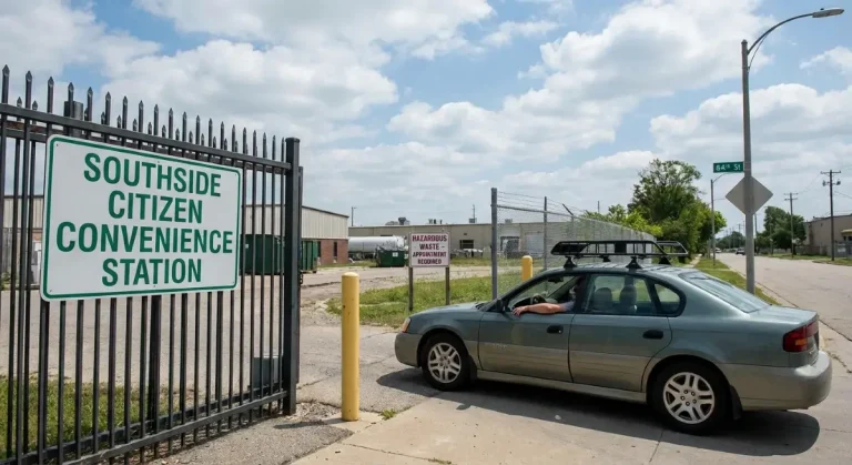 Southside Citizen Convenience Station entrance for scheduled paint disposal in Lubbock, TX